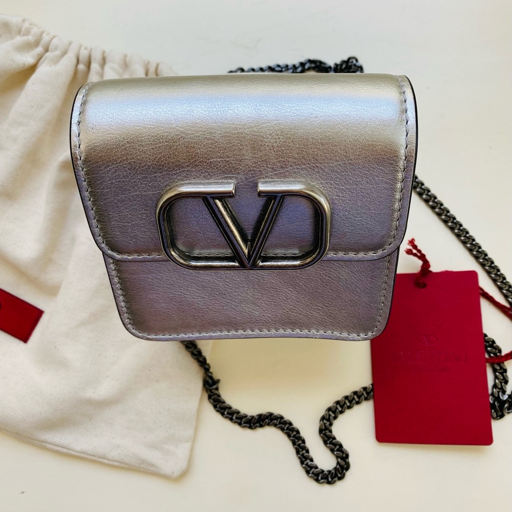 Valentino Silver Mini Wallet on Chain